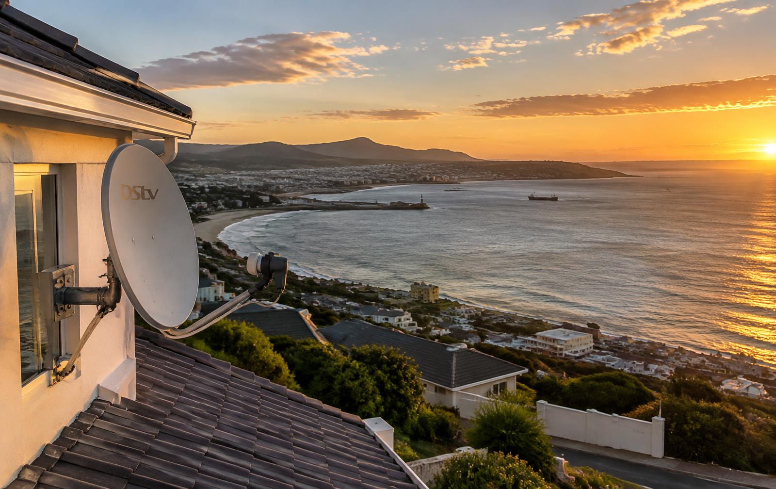 DStv dish on a Mossel Bay home overlooking the bay